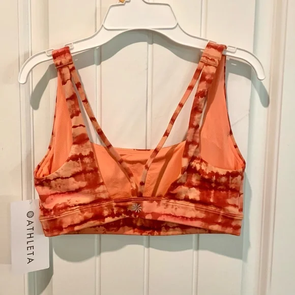 Athleta NWT Exhale Printed Sports Bra A-C Cup Tahiti Island Coral Strappy Sz Xs - Picture 7 of 10